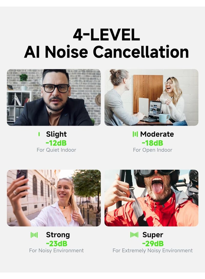 ماونو ميكروفون MAONO Wave T1 اللاسلكي الصغير، مناسب لأجهزة iPhone 16 و15 وأجهزة Android اللوحية، مزود بمنفذ USB-C، وخاصية إلغاء الضوضاء، وفلتر صوت بتقنية الذكاء الاصطناعي، وعمر بطارية يصل إلى 30 ساعة عند الاستخدام مع الملحقات لتسجيل الفيديو على TikTok وYouTube. - Image 4